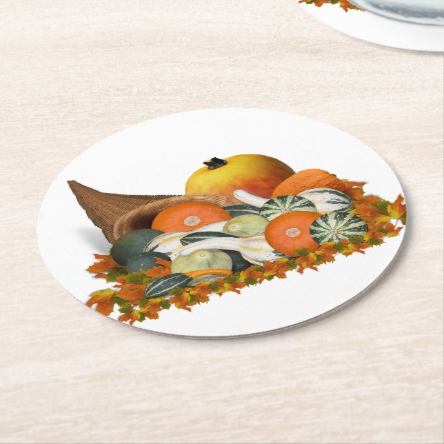 Överflödspumpor Thanksgiving Underlägg Papper Rund (Vinklad)