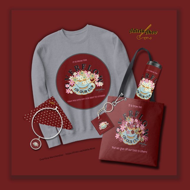 OVERFLOW Red Hues Sweatshirt by Poet Adiela Akoo T Shirt (Overflow Sweatshirt, tote, bandana, charm bracelet, keychain & thermal tumbler by Poet Adiela Akoo)