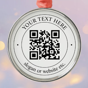 Överför din egen QR-kod och Anpassade-text Julgransprydnad Metall