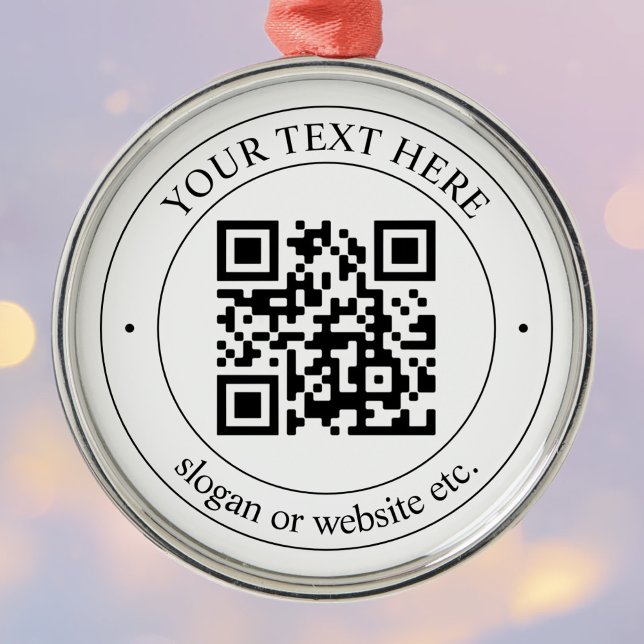 Överför din egen QR-kod och Anpassade-text Julgransprydnad Metall (Skapare uppladdad)