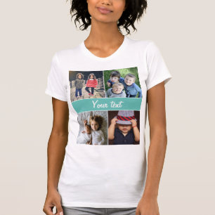 Överför fyra foton och text t shirt