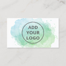 Överför logotypen med blå vattenfärgspensel