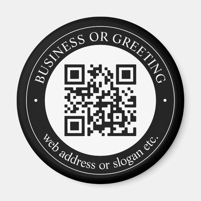 Överför QR-kod eller Logotyp | Modern svart Magnet (Framsidan)