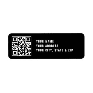 Överför QR-kod eller Logotyp Svart Returadress Etikett