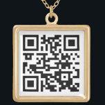Överför QR-kodens unika svartvitt Guldpläterat Halsband<br><div class="desc">en webbplats med en söt anpassningsbar skannerbar QR-kod med guld placerad halsband. Om du vill skapa ditt eget unika halsband överför du bara din QR-kodavbildning till mallen. Du kan också ladda upp ett foto eller en logotyp för företag. Överraskande vänner med ett lustigt budskap om online, ge är ett enkelt...</div>