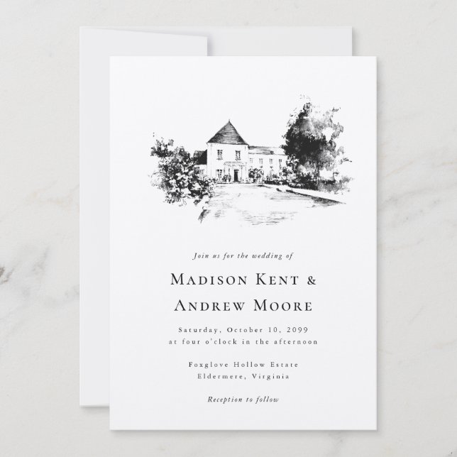 Överför skissen Teckning Bröllop i bröllop Inbjudningar (Framsida)