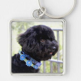 Överföra ett ditt leende långt fyrkantig silverfärgad nyckelring