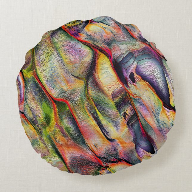 Överförd med ojämnhet och virtuell vattenfärg rund kudde (Baksidan)