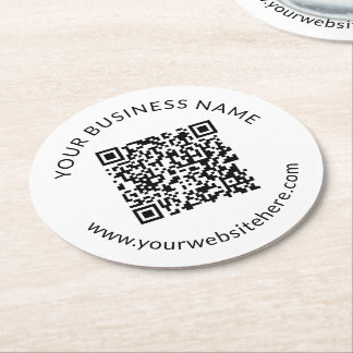 Överförd QR-kodmall med redigerbar text Underlägg Papper Rund