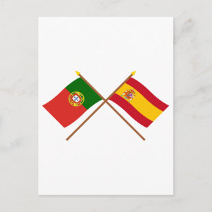 Överfört Flaggor i Portugal och Spanien Vykort