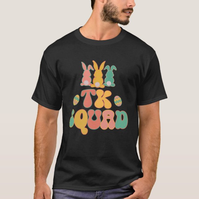 Övergående Kindergarten Squad Retro Groovy Easte T Shirt (Framsida)
