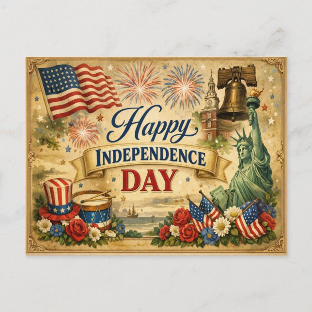 Övergångs-Americana självständighetsdag Helg Vykort (Framsida)
