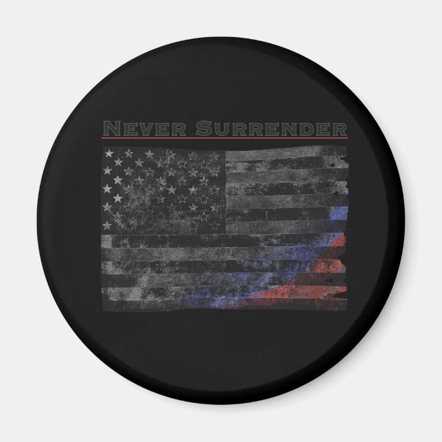 Överge aldrig svart amerikansk Flagga Magnet (Framsidan)