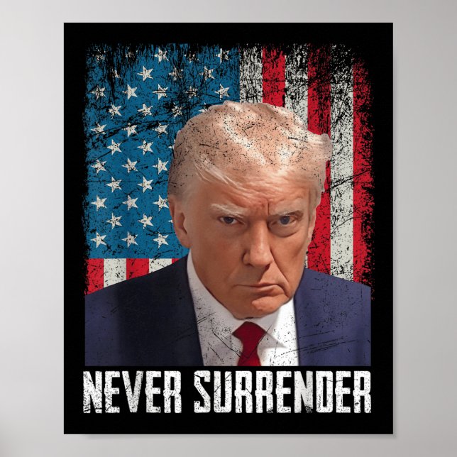 Överge aldrig trumpen Mugg Shot 2024 President Ame Poster (Framsidan)