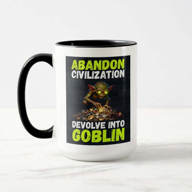 Överge Civilisationen Förvandla Till Goblin Roligt Mugg (Vänster)