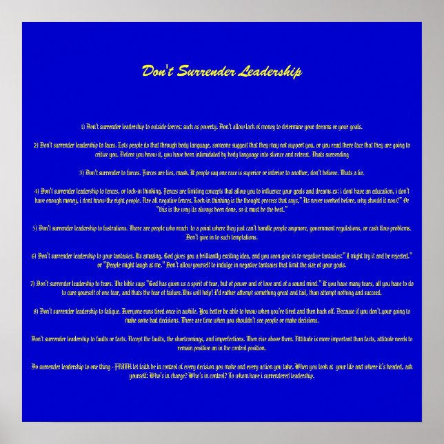 Överge inte ledarskap - anpassat poster (Framsidan)