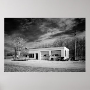 Övergiven bensinstation poster