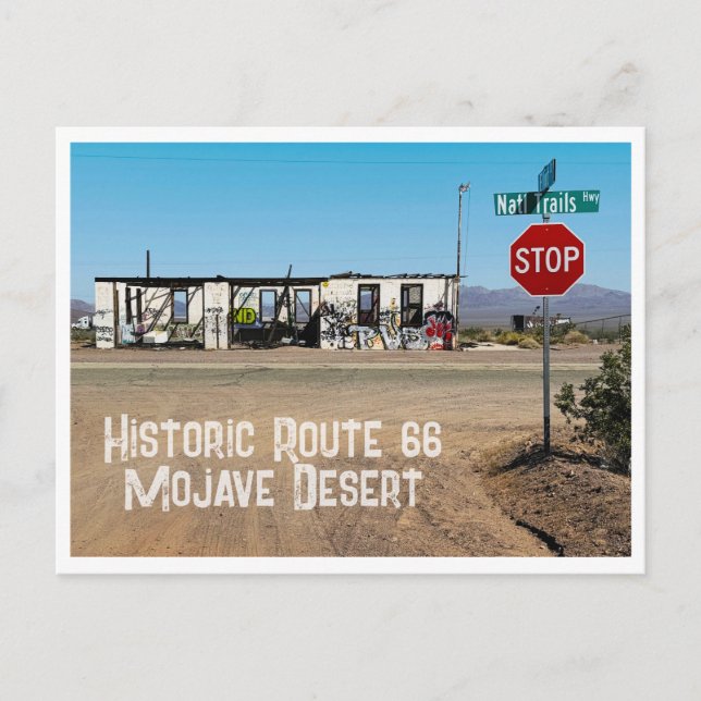 Övergiven byggnad, Route 66, Mojaveöknen, CA Vykort (Framsida)