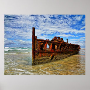 Övergiven Frakt Fraser Island Australia Poster
