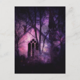 Övergiven kyrkans Lila Night Himlar Digital Art Vykort