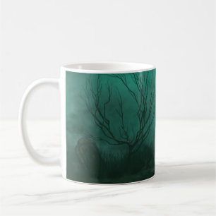 Övergiven kyrkogård Moonlit Nattscen Kaffemugg