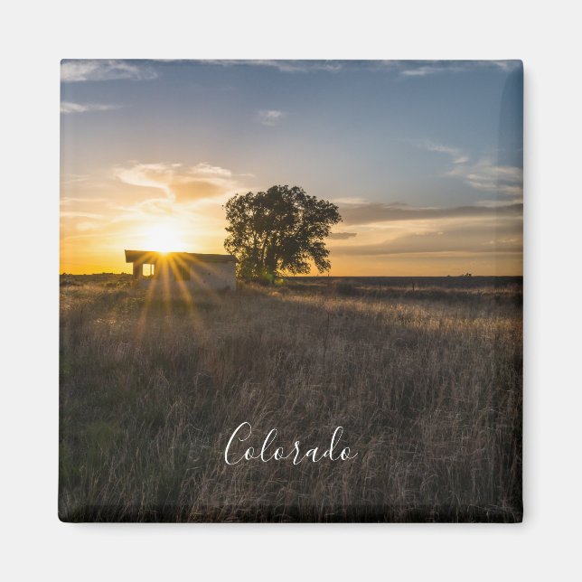 Övergiven Shed Colorado Sunset Magnet (Framsidan)