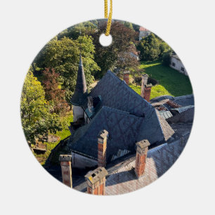 Övergiven slott julgransprydnad keramik