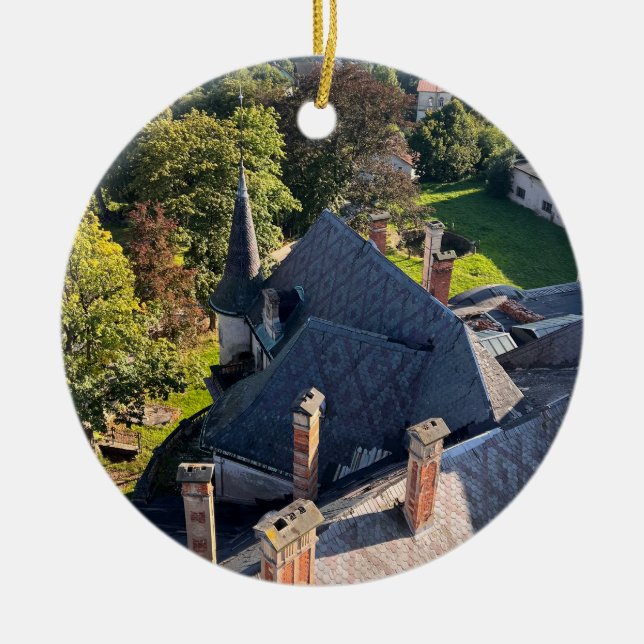 Övergiven slott julgransprydnad keramik (Framsidan)