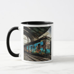 Övergiven Tåg med Graffiti Urban Street Art Mugg