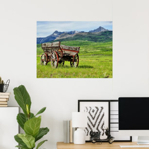 Övergiven utskrift av ramad godsvagn poster