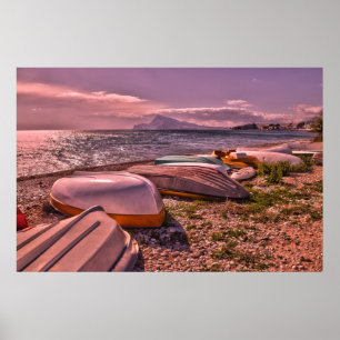 Övergivna bogseringsbåtar L'Olla Beach, Altea Poster