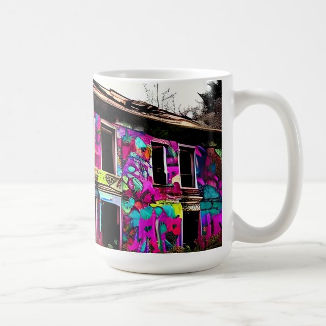 Övergivna hus med Colorful Graffiti Kaffemugg (Höger)