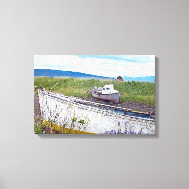 övergivna träfiskefartyg i Alaska Canvastryck (Framsida)