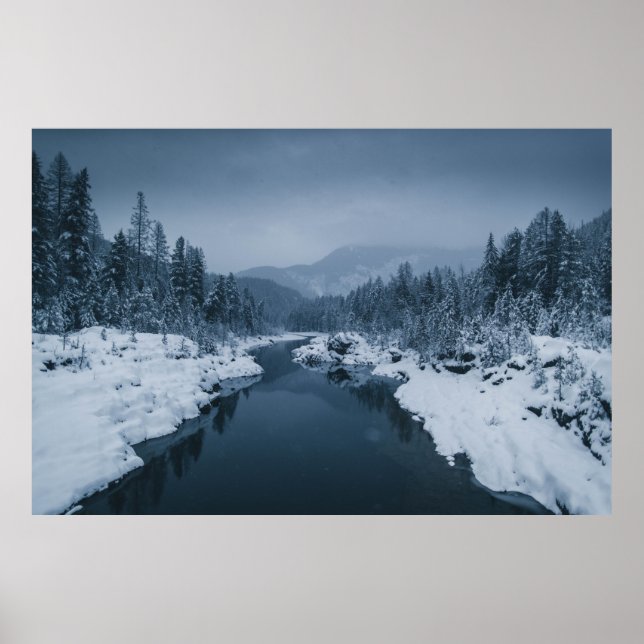 ÖVERGRUNDADE AV SNÖ SOM OMFATTAS AV FÄLT MED GRÄS  POSTER (Framsidan)