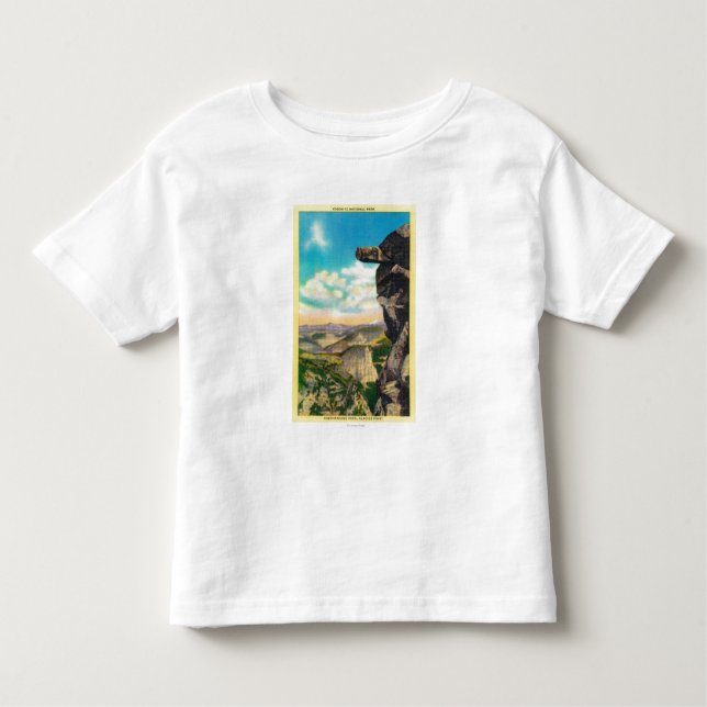 Överhäng sten på glaciären PointYosemite, CA T Shirt (Framsida)