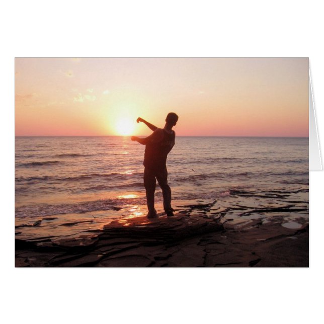 Överhopp vaggar in i solnedgången hälsningskort (Framsidan Horizontal)