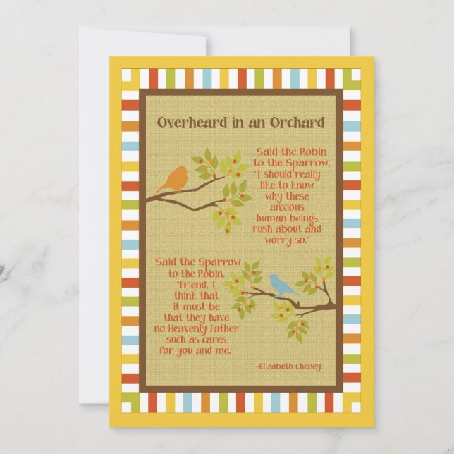 "Överhört i en Orchard"-Dikt (Robin & Sparrow) (Framsida)