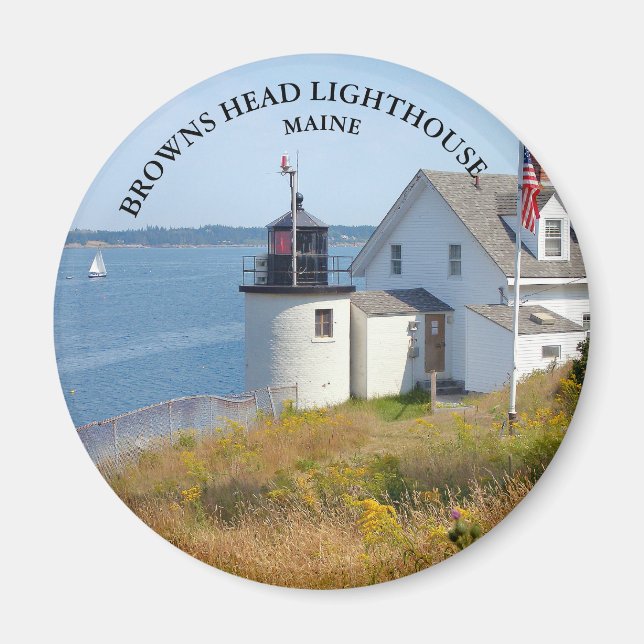  överhuvud fyr, Maine Round Magnet (Framsidan)
