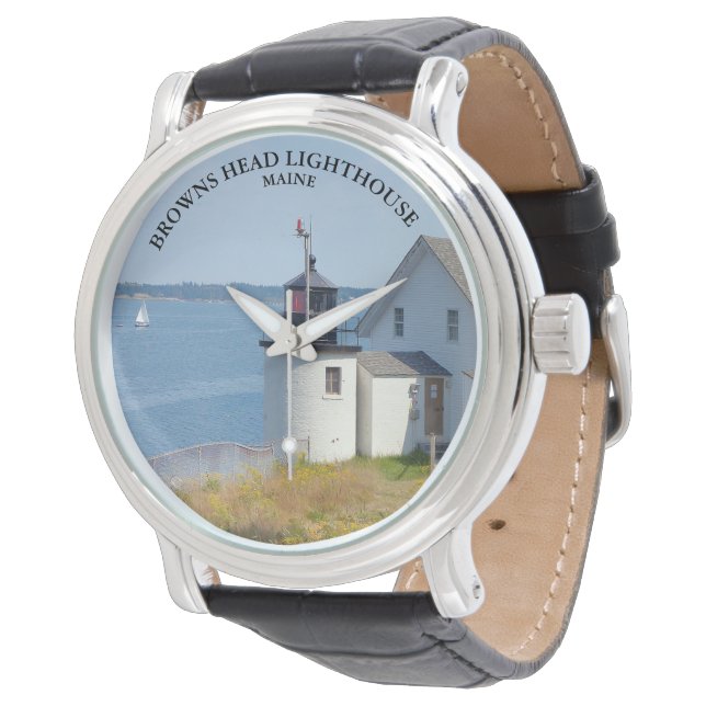  överhuvud fyr, Vinalhaven Maine Watch Armbandsur (Vinklad)