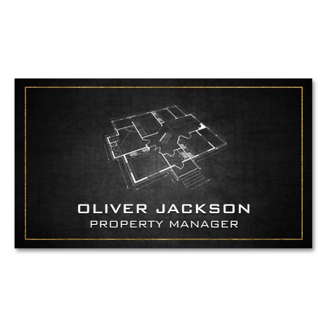 Överkansvy för blå utskrift magnetiska visitkort (Framsida)