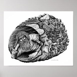 Overkliga Diogenes skrivar den svartvita Poster