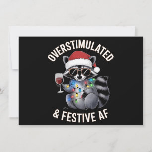 Överknskad och Festive AF Raccoon Espresso Älskare Julkort
