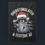 Överknskad och Festive AF Raccoon Espresso Älskare Kökshandduk<br><div class="desc">Överstimulerad och Festive AF Raccoon Espresso Martini</div>