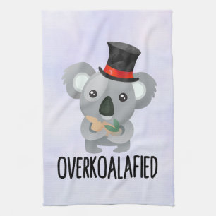 Overkoalafied Pun Cute Koala i Top hat Kökshandduk