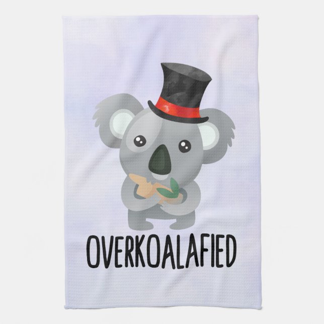 Overkoalafied Pun Cute Koala i Top hat Kökshandduk (Vertikal)