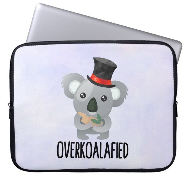 Overkoalafied Pun Cute Koala i Top hat Laptop Fodral (Framsidan)