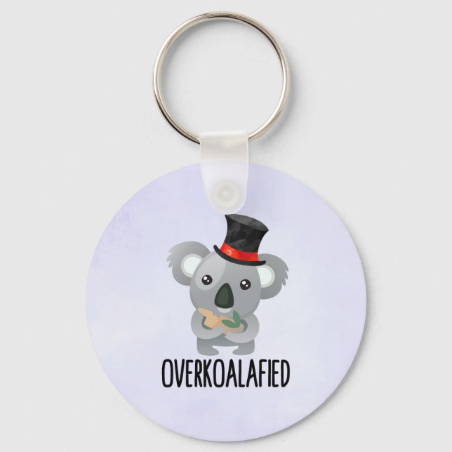Overkoalafied Pun Cute Koala i Top hat Nyckelring (Framsida)