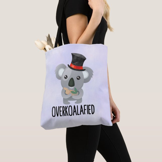 Overkoalafied Pun Cute Koala i Top hat Tygkasse (Närbild)