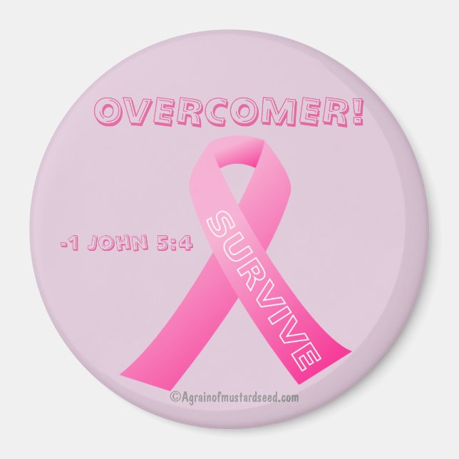 Överkomlig! Breast Cancer Ribbon Magnet (Framsidan)