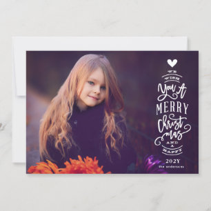 Överlägg God jul Lycklig-års fotokort Julkort